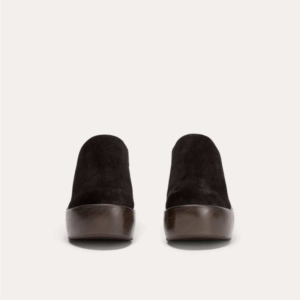 Women’s Black Suede Platform Clog Mule - Picture 4 of 12